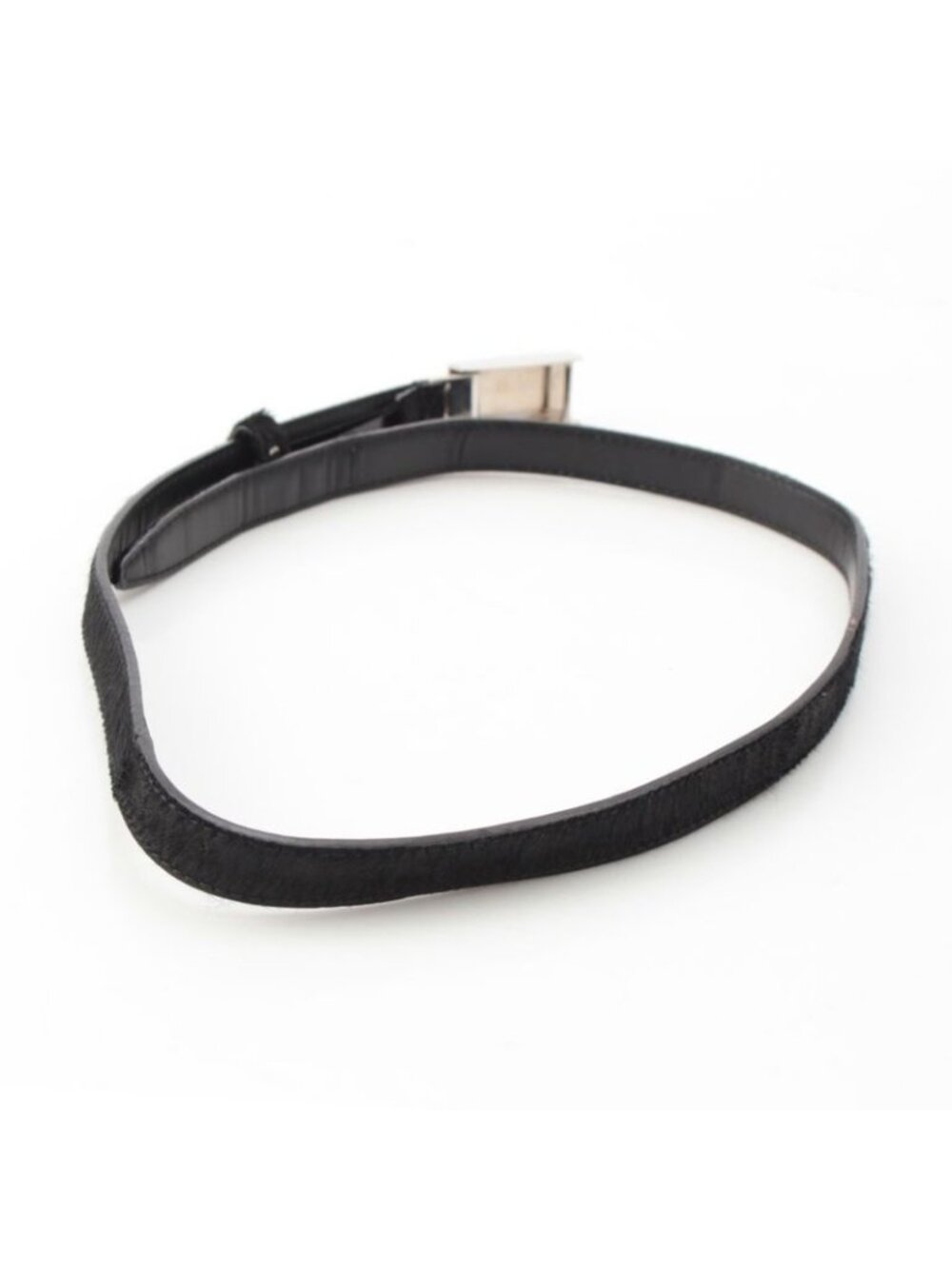 Gucci Era Calf Hair Leather Logo Narrow Belt Black - Picture 2 of 10